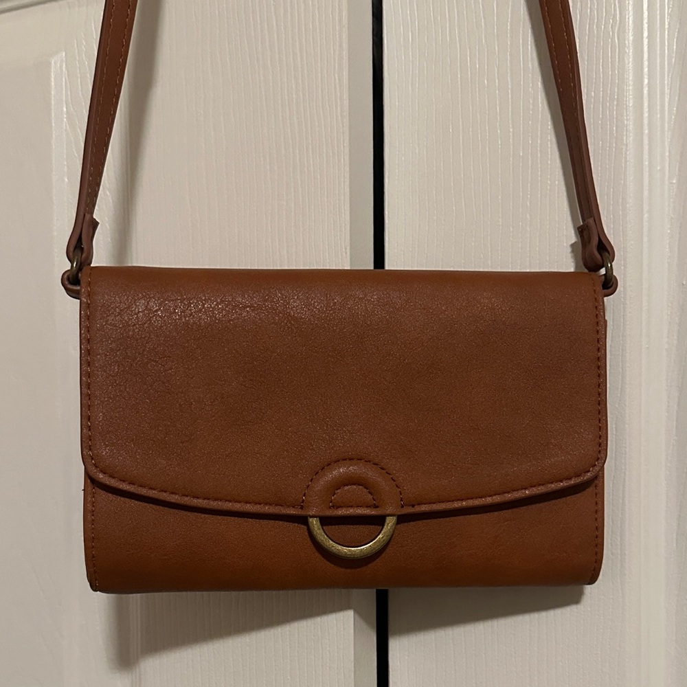 A New Day Brown Leather Crossbody Bag